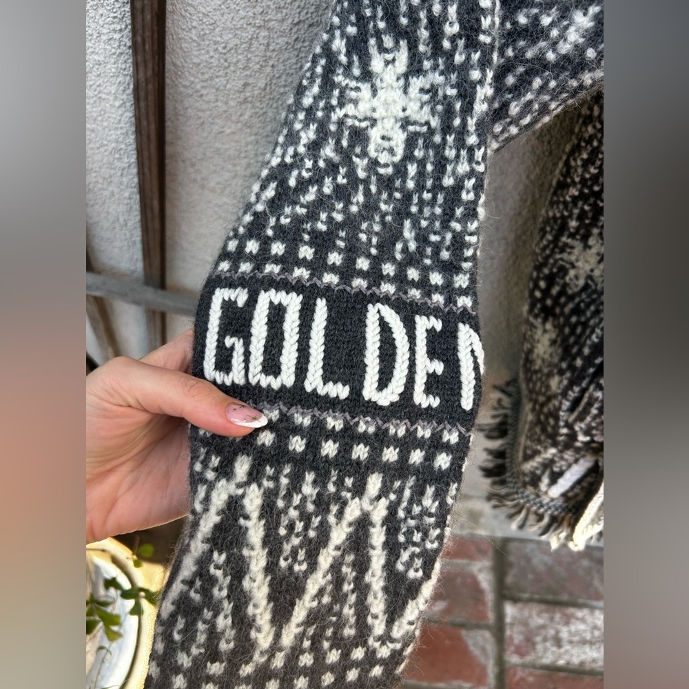 GOLDEN GOOSE Journey belted fringed Fair Isle alpaca and wool-blend cardigan - Picture 8 of 16